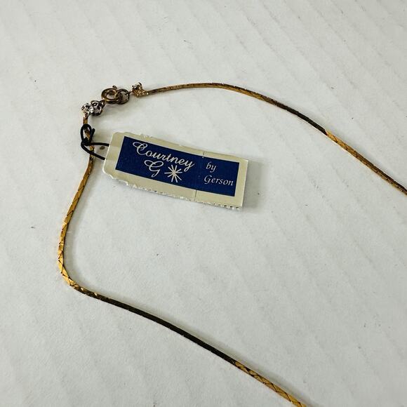 Courtney G By Gerson Crystals Faux Pearl Necklace Sparkling Gold Tone Chain NEW! - Picture 8 of 9